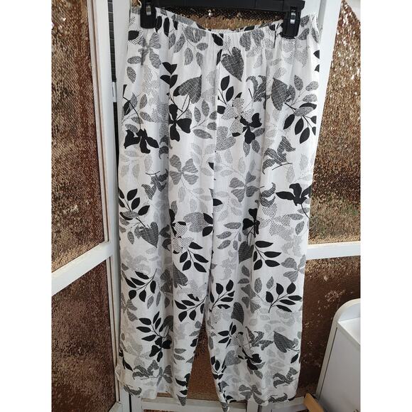 Hot Cotton Linen Cotton Blend Pants Black White Large - Picture 2 of 13
